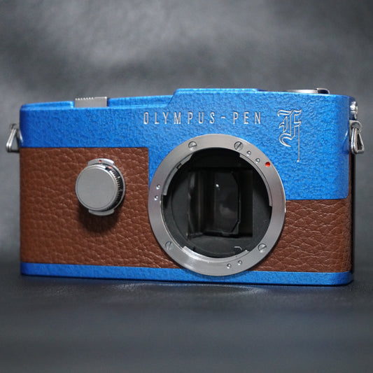 OLYMPUS PEN F / Blue Hammertone / Brown Leather / Film Camera / オリンパス フィルムカメラ